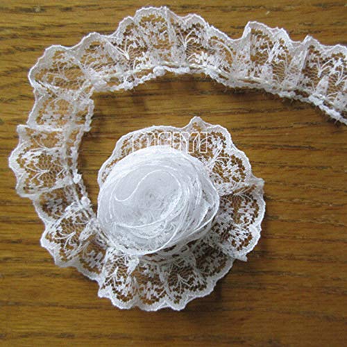 10 Meters Pleated Organza Lace Edge Gathered Mesh Trim Ribbon 2 Cm Width Vintage Style White Edging Trimmings Fabric Embroidered Applique Sewing Craft Wedding Bridal Dress Embellishment Diy Decor #TOP1