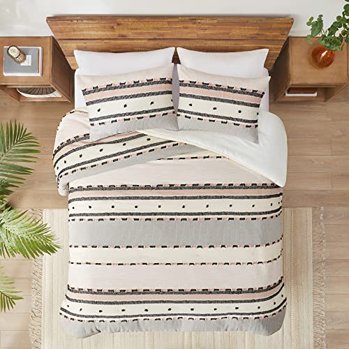 Image of Hyde Lane Boho Queen Comforter Set - 3-Piece Shabby Chic Bedding Sets, Farmhouse Bed Comforter with 2 Pillow Shams, All Season Cotton Top, Desert Tufed