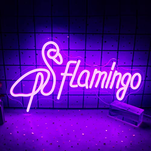 Wanxing Flamingo Neon Signs Lila Led Neon Signo para decoración de pared Alimentado por USB con...
