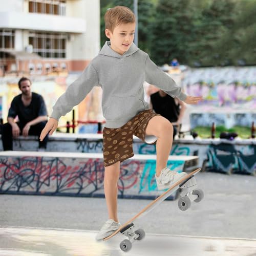 J JOYSAY Coffee Bean Cocoa Brown Boys Athletic Shorts Kids Youth Casual Shotrs with Elastic Waistband Pockets4