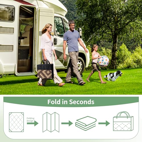 Image of GENIMO Outdoor Rug, Waterproof Plastic Rugs for Patio, 6'x9' Coffee Brown