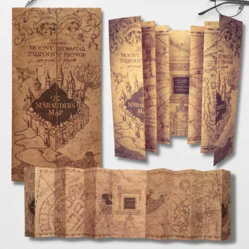 Kit Harry Potter - Mapa do Maroto, Carta Hogwarts e Colar Pomo de Ouro
