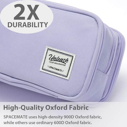 Image of SPACEMATE Pencil Case Pouch Box Bag School Supplies Girls Boys Kids, Cute Preppy Stuff Big Capacity Aesthetic Pen Organizer, Back to College Stationary, Purple, Extra Large Style, 2300ml