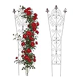 Relaxdays Lot de 2 Treillis, H x l : 115 x 32 cm, Vintage, métal, tuteur pour Plantes grim...
