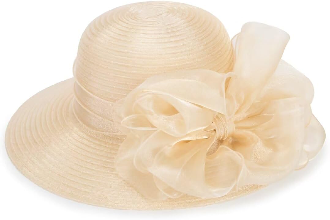 Bowknot-Organza Kentucky-Derby Sun-Hat for Women Bowler Church Straw-Fascinators-Hat Wedding Cocktail Tea-Party Spring Summer