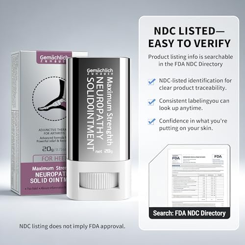 NDC Listed Heel Pain Relief Arnica Gel Stick GMP Grade OTC Salve with Camphor and Hypericum Perforatum Oil for Foot Neuropathy Burning Tingling and Bruises 0.71oz