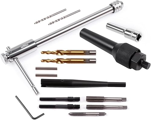 Miniatura 3 de ECCPP Kit de herramientas de desmontaje de bujías incandescentes de 16 piezas con adaptador de sujeción de taladro de trinquete, apto para tapones