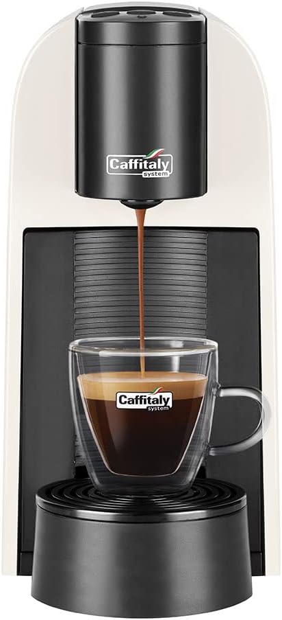 Caffitaly System - Volta S35 - Máquina de café expreso para cápsulas originales R-Smart - Compacta, rápida y silenciosa, reposa tazas ajustable, color blanco