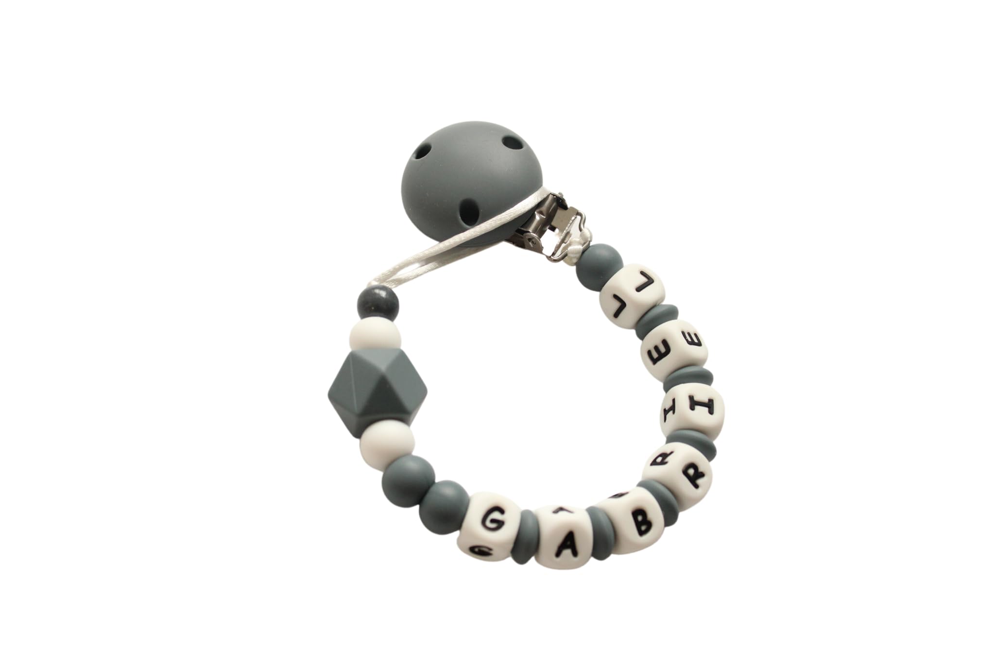 Personalised silicone Dummy Clip Dark Grey