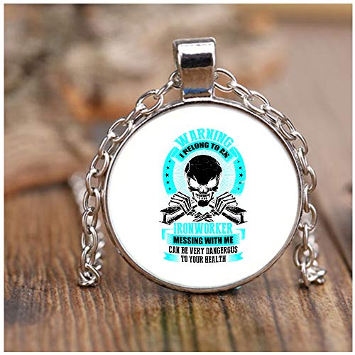 OMANECK Cool Ironworker's Wife Necklaces, I Belong to an Ironworker Necklace Nickel (Necklace - Nickel - White)