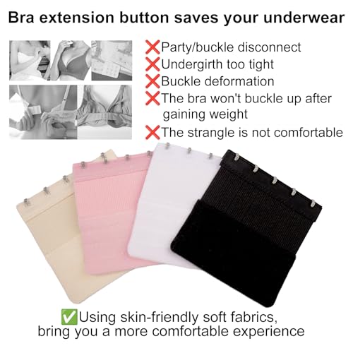OKAMMY Extensor de alça de sutiã de 8 peças, 5 ganchos - Extensores de sutiã feminino macio e confor