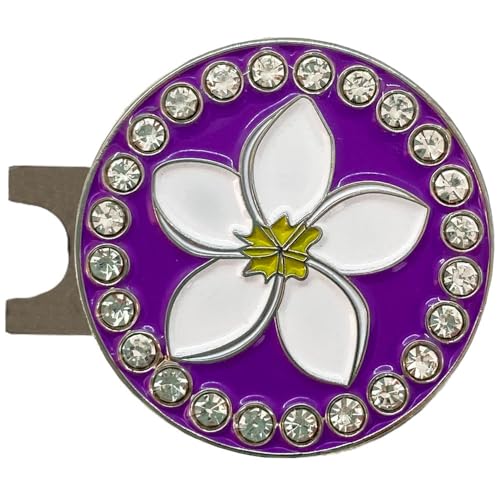 Giggle Golf Bling Plumeria Golf Ball Marker with A Standard Hat Clip