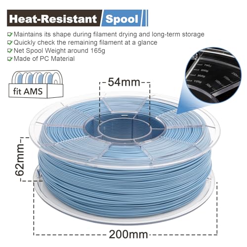 Image of ASA Filament 1.75mm, Misty Blue, High-Speed Easy Printing UV-Weather-Heat Resistant 3D Printer Filament, Low Odor, AMS Compatible, Easy to Print with Default ASA Settings