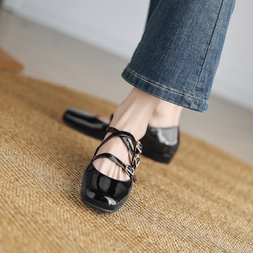 Cozivwaiy Womens Ballet Mary Jane Flats Comfortable Square Toe Adjustable Strap Work Office Mary Jane Shoes3