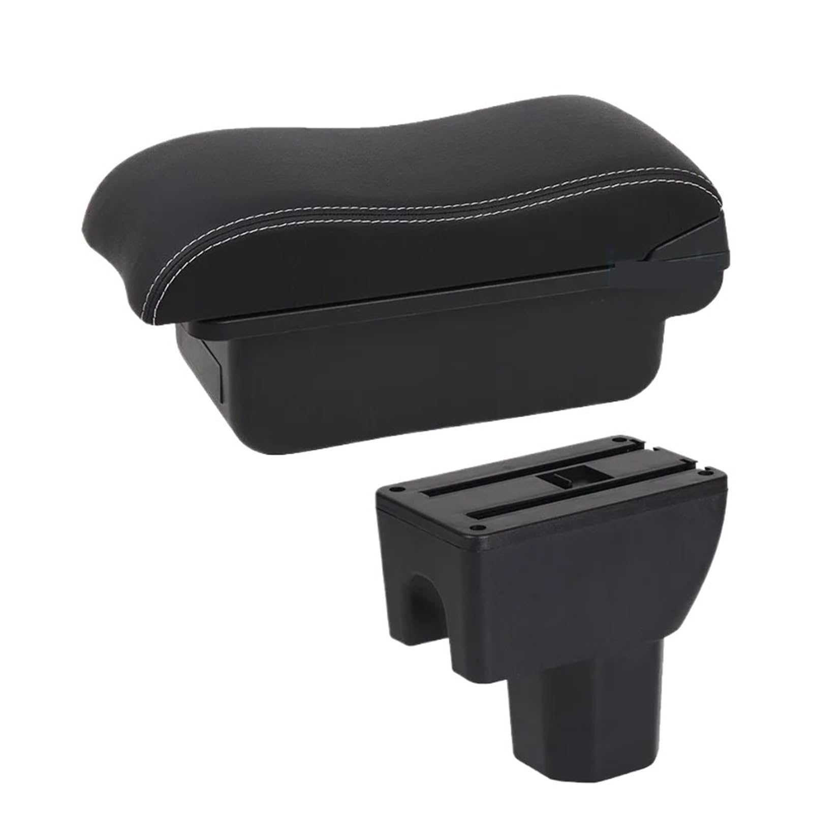 UMDJJU For Suzuki For IGNIS 2010-2020 Armrest Retrofit Parts Interior Details Storage Box Car USB Car Centre Console Armrest Box(C3 Black white NOUSB)