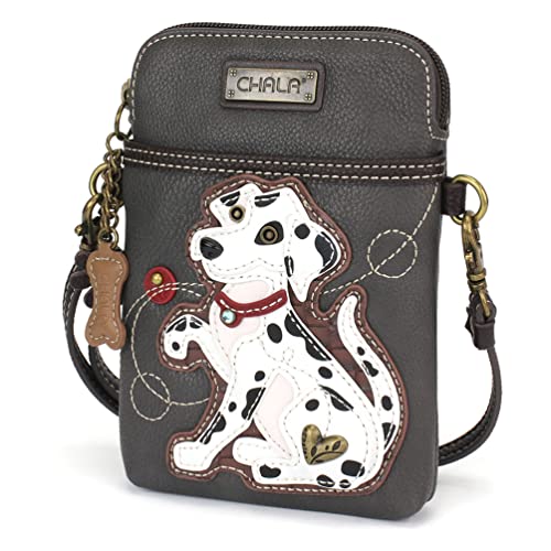 Image of CHALA Dog Collection Cell Phone Crossbody Purse-Women PU Leather /Canvas Multicolor Handbag with Adjustable Strap