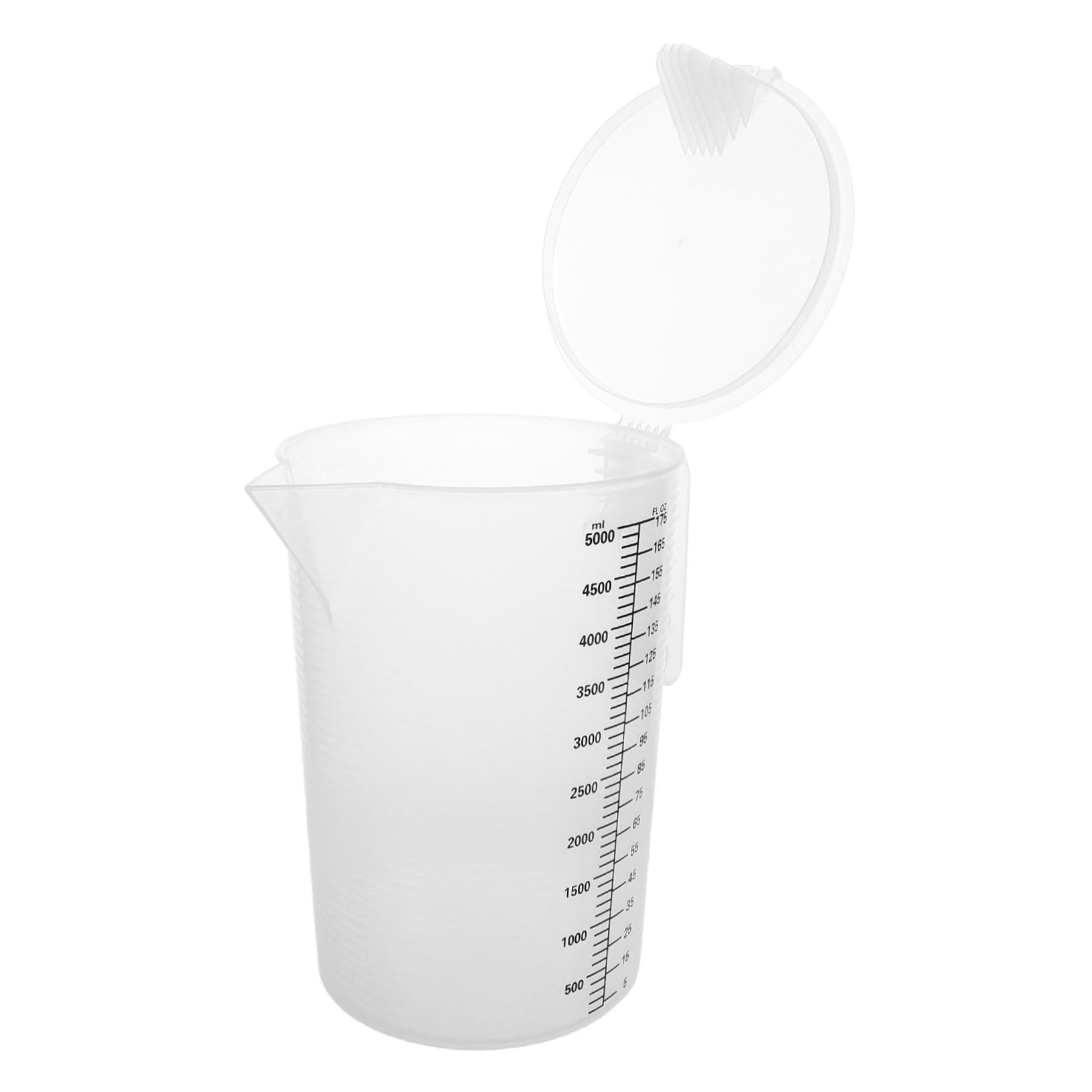 Pichet Mesureur en Plastique Pp Transparent 5l avec Couvercle Anti-poussière, Grosse Capacité pour Usage Commercial et Préparation Précise de Boissons