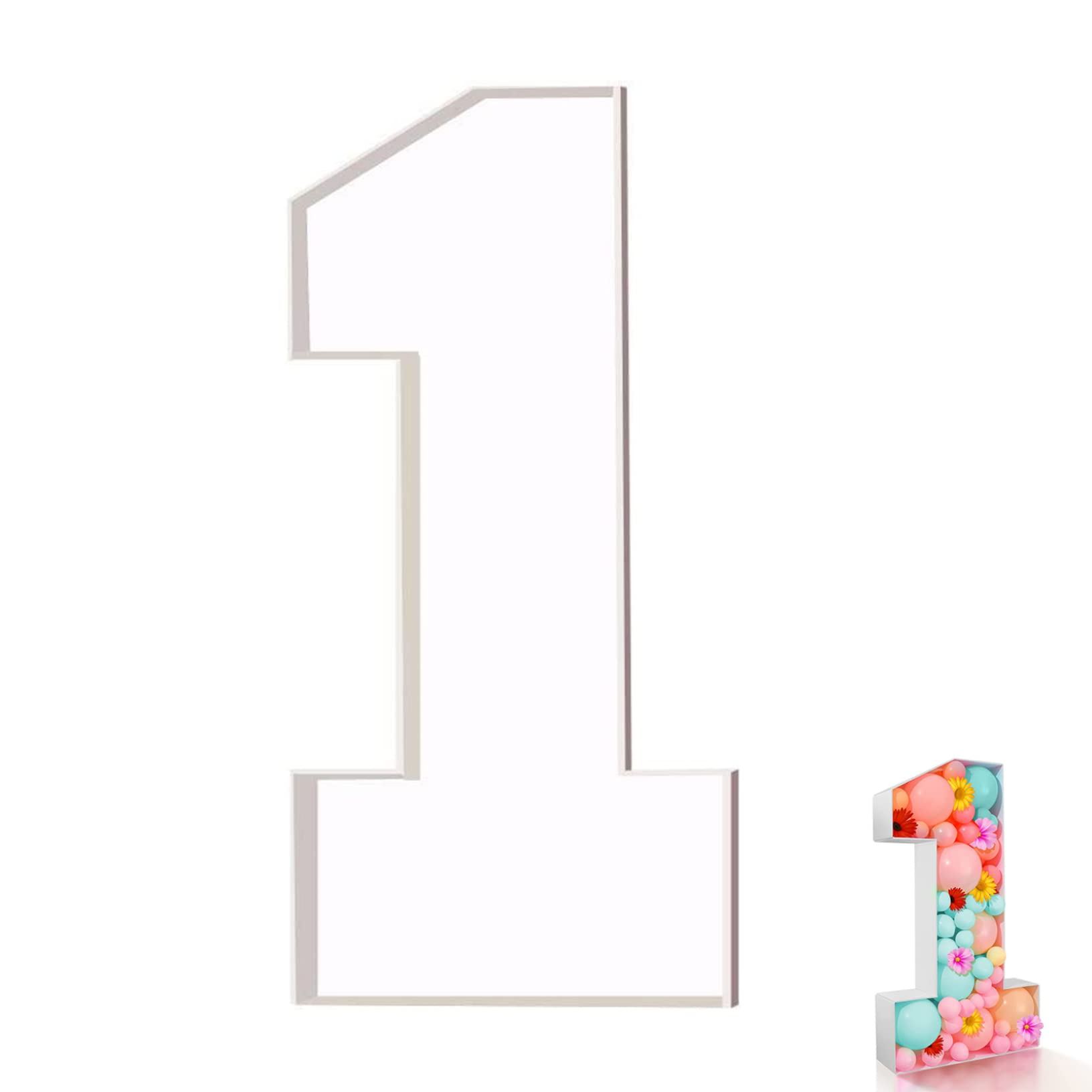 Balloon Arch Frame,Numbers Stand, 73cm Number Balloon Box Decorative Balloon Fill KT Board Box Number Frame Modeling Balloon Box Number 1 (Not Included Balloons)