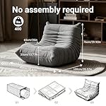 Gaming Bean Bag Chairs for Adults, Fireside Chair for Living Room with Memory Foam Filled, Accent Sofa Lounge Floor Sofa for Reading Dormitory Relax, No Assembly Required Gray - Image 2