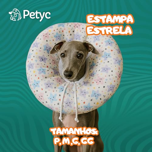 Colar Elizabetano Cães e Gatos PETYC Ajustável Confortável Pós-Cirúrgico Proteção Essencial (Branco
