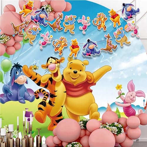 Winie The Pooh Garland Decoration, 36 Pcs – Colorful Party Banner with Classic Pooh Characters, Perfect for Birthday Celebrations, Themed Events, Seasonal Parties, and Fun Gatherings.