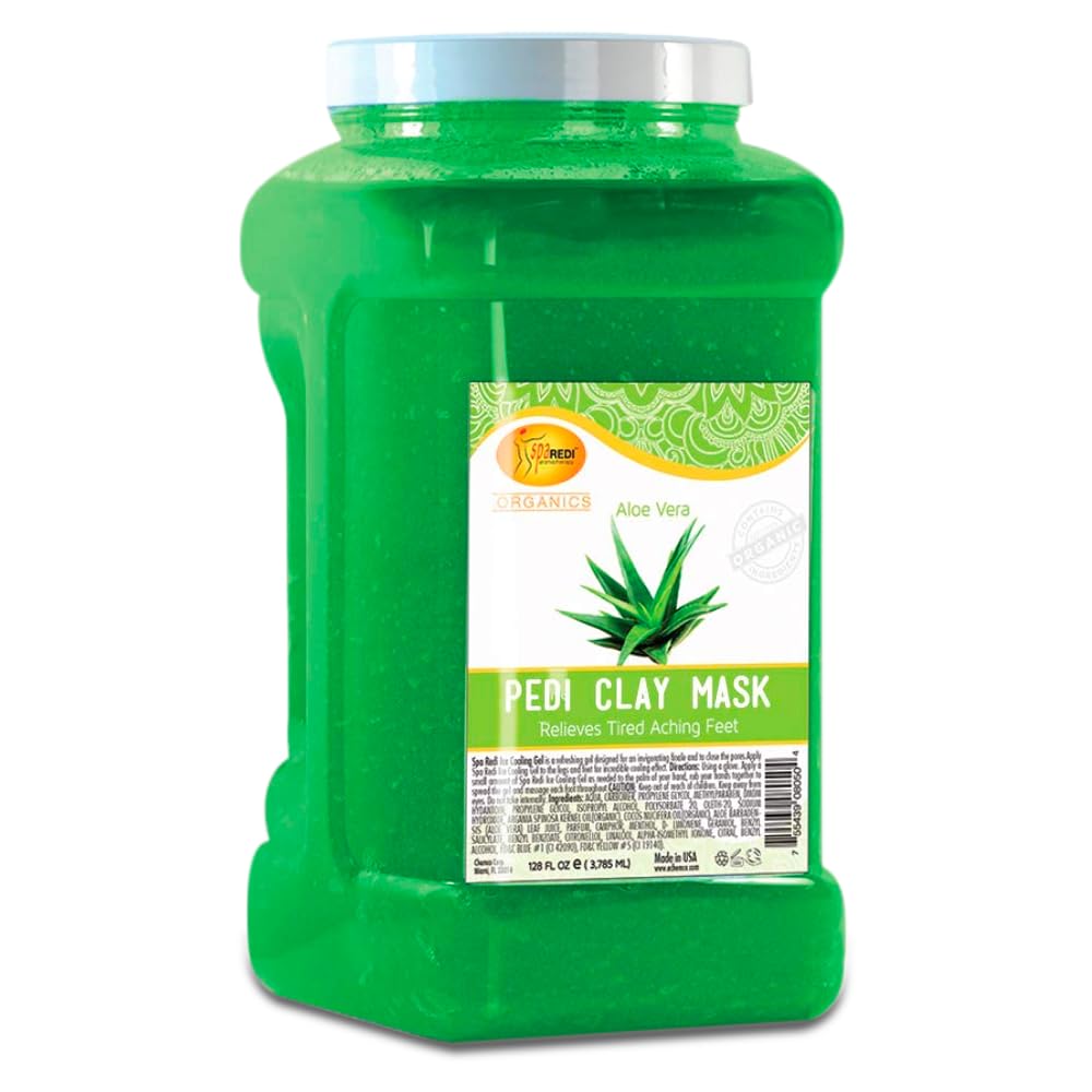 Clay Mask, Aloe Vera, 128 Oz - Pedicure and Body Deep Cleansing, Skin Pore Purifying, Detoxifying and Hydrating - Natural Bentonite Clay, Infused with, Amino Acids