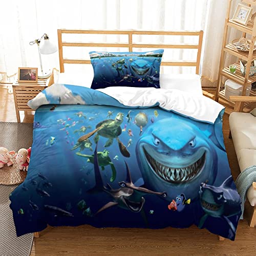ZIORO Finding Nemo 3pcs Housse De Couette Capteur De Ensemble De Housse De Couette Imprimé 3D Taie d'oreiller Parure De Lit Linge De Lit