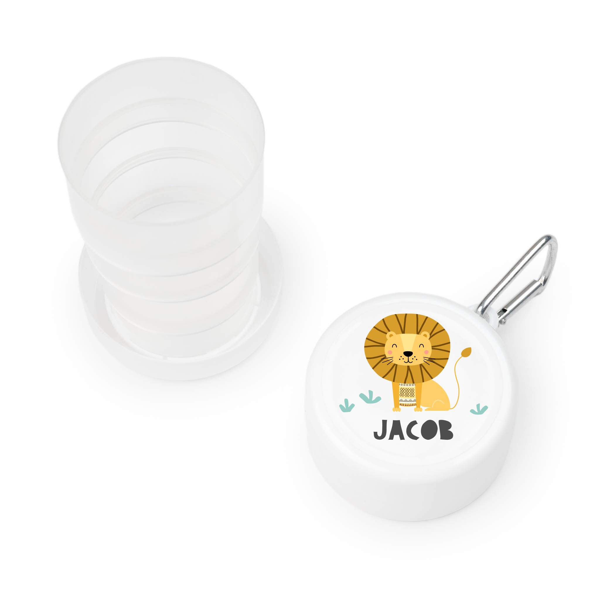 Wanapix | Vaso Animales | Vaso Personalizado con Nombre | Vasos de Plástico Plegable | Vuelta al Colegio/Guardería | Sin BPA | Vaso Infantil | 220ml | León