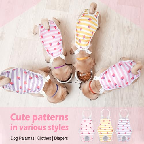 Image of Jollywoods 3 Pack Washable Female Dog Diaper Onesie Sanitary Pantie with Adjustable Suspender, Reusable Fixed Doggie Diapers, Super Absorbent Leakproof for Small Medium Large Dog in Heat Cycle L