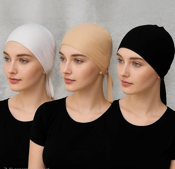 Buy ABEEHA® Women Soft Pure Cotton Plain Muslim Women & Girls Under Hijab Cap, Hijab cap, Underscarf/Under scarf, Hijab inner cap (BLACK, WHITE & GOLDEN) at Amazon.in
