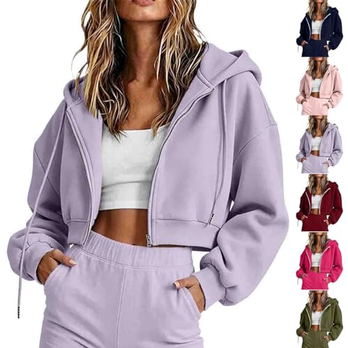 Sweat court à capuche femme look sport casual confortable
