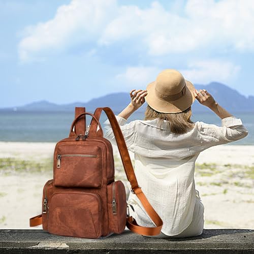 Sac à dos en cuir synthétique caramel : ne cherchez plus vos clés - 5