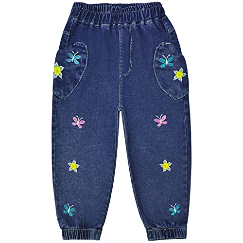 Image of Peacolate 18M-7T Toddler Big Girls Pants Clothing Set 2pcs Cotton top and Jeans