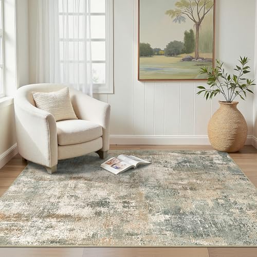 BEIMO Alfombra Salon Pelo Corto, Moderna Alfombra Dormitorio, Alfombras Antideslizantes Lavables, Grandes Alfombras Abstractas para Cuarto, Vestíbulo, Verde, 160x230cm