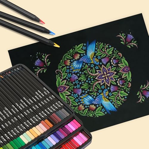 H & B Conjunto de lápis de cor de 72 cores, lápis de esboço, lápis de colorir para adultos, mistura