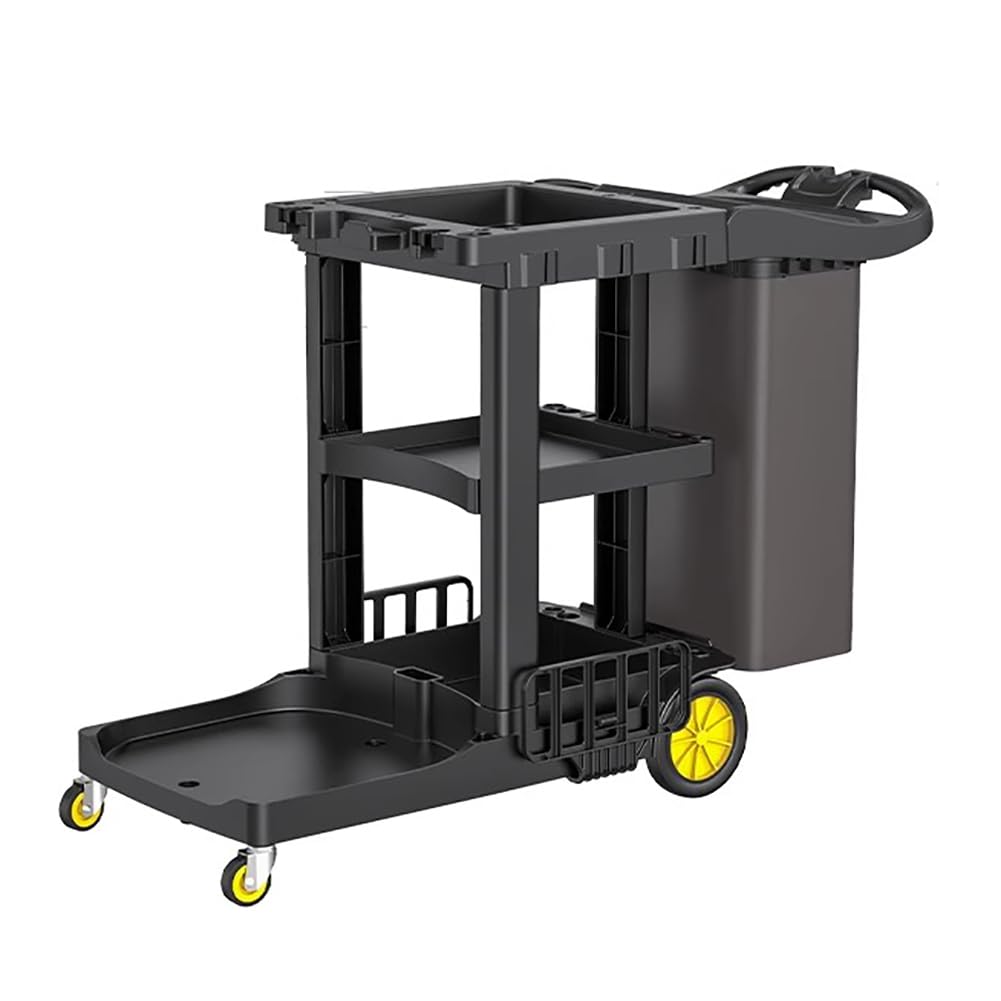 Großer Beweglicher Reinigungswagen, Verdickter Technischer Kunststoff, Hochleistungs-Wäschekorb-Sortierwagen Mit Rollen, Dreistöckiger Servicewagen,A