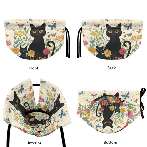 Image of Xoenoiee Tea Cozy Cotton Tea Cosy for Teapots Black Cat Buttefly Floral Art Pattern Keep Warm Teapot Cover Insulated Kettle Cover for Home Kitchen Table Decor