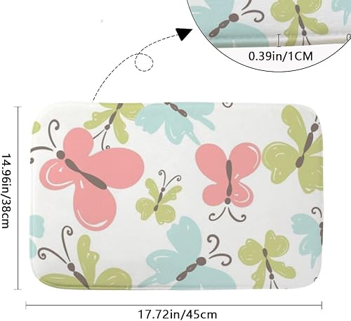 Miniatura 3 de Pastel Butterflies Fresh Spring Entryway Rug 18X30in Cute Bathroom Rugs Bath Matts Mats For Bathroom Shedding- Resistant Trap Water Anti- Slip