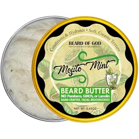 Beard of God Mojito Mint - 2.65 oz. Thick-Whipped Beard Butter - Natural, Organic & Crafted in USA Stimulates Hair Growth, Deep Conditioning, Non-Greasy, Softens & Tames Stragglers, Low Sheen Cover
