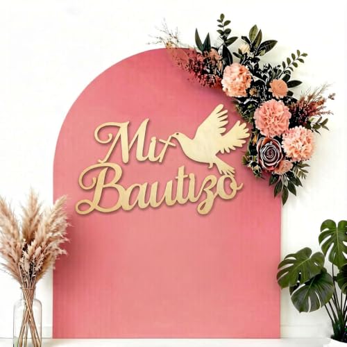 Mi Bautizo Signs for Wall Decor Childrens Birthday Party Decoration Baptism Bedroom Garden Christmas Wooden Mi Bautizo Hanging Decor Party Backdrop