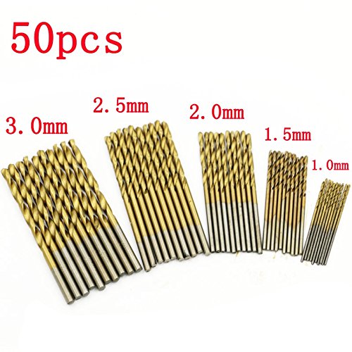 Enjoydeal 50PCS Mini Micro Round Shank Drill Bits Set Small Precision HSS Twist Drill
