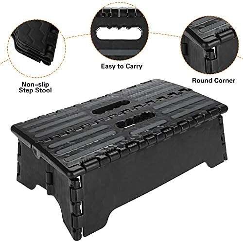 Portable Folding Step Stool, Children Elderly Disabled Step Stool, Large 38 * 21.5 * 13cm Children Foot Step Stool, Sturdy Plastic Non-slip Step Stool with Carry Handle for Travel Bathroom Car Step