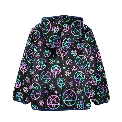 Bright Pentagrams Boys Fleece Hoody Jacket Zip Up Coat Warm Fall Winter Plush Jacket Long Sleeve Outerwear2
