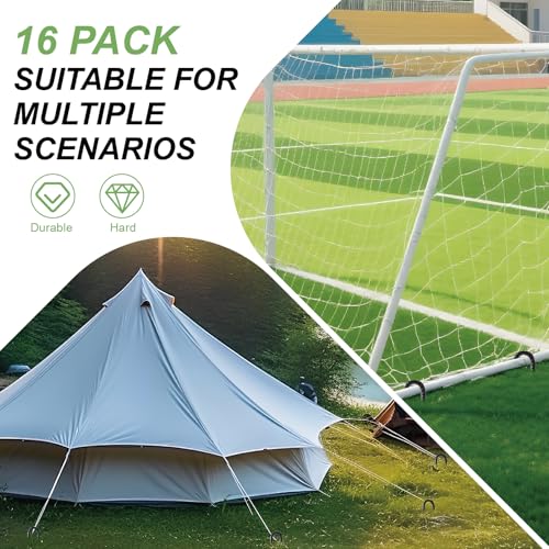 16 Paquete Estacas para Suelo de Jardín de 12 Pulgadas, Estacas de Rebar en Forma de J, Anclajes de Suelo de Acero de Alta Resistencia para Tiendas, Cercas, Trampolines y Decoración Exterior miniatura 5