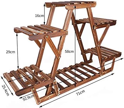 unho Wooden Plant Stands Indoor, 6 Tiered Plant Shelf Triangular Plant Pot Stand Flower Rack for Living Room Balcony 28 x 10 x 23