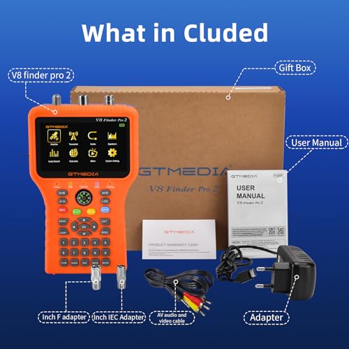 Image of GT MEDIA V8 Finder Pro Satellite Finder Meter SAT Finder TV DVB-S2X /S2 /S /T2 /T /C Signal Receiver H.264 Digital Sat Detector Satellite Recognition for Adjusting Sat Dish