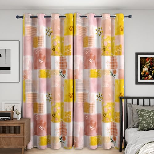 Rideaux patchwork fleurs aquarelle pour ambiance cosy de salon - 2