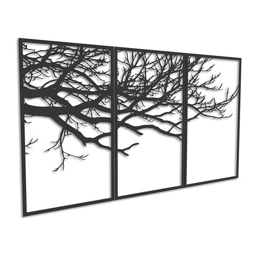 Kajaro - Tableau Decoration Murale Salon XXL - Ensemble de 3 Pièces, Modernes Deco Salon ou Deco Chambre - Deco Murale Design - 1200x600 mm, Branches +...