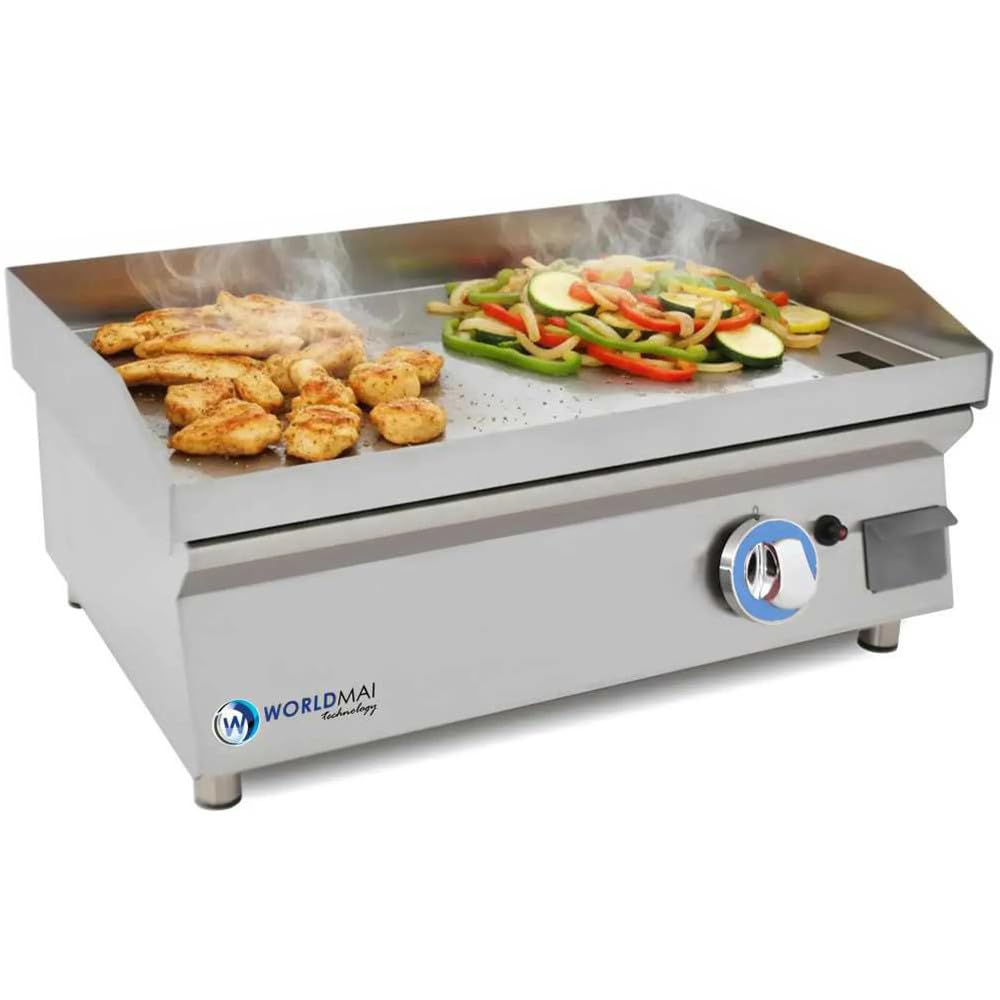 MBH – Piastra professionale a gas LUX WORLDMAI da 60 cm in cromo duro con alzatina per la ristorazione. Fry top con struttura in acciaio inox per cucina professionale di bar e ristorante.