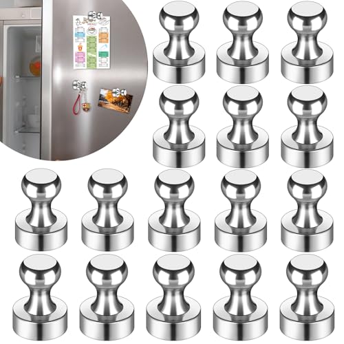 LOVIMAG Fridge Magnets 16Pcs Refrigerator Whiteboard Small Strong Magnet Classroom Kitchen Accessories Decorative Locker Set Decor Must Haves Office Calendar Refrigerador Magnetic Cute Crafts Silver